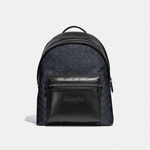 Coach backpack-Charter in beautiful black and charcoal leather & signature canva